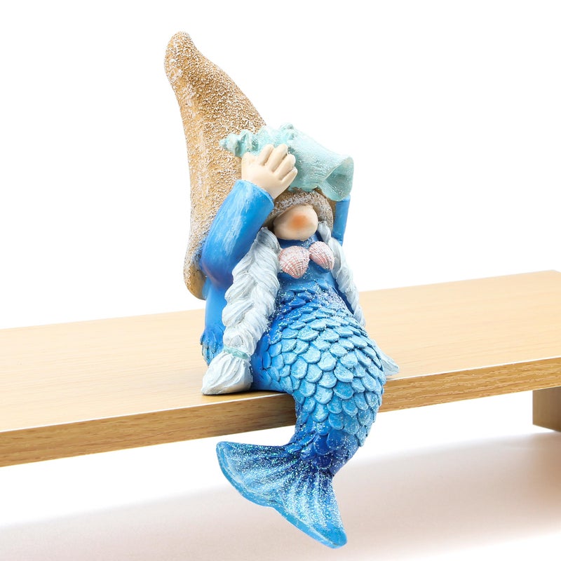 Leekung Mermaid gnome Statue Garden Decor,Beach Gnomes Figurine for Outdoor Indoor Patio Lawn Yard Porch Shelf Bookshelf Edge Table windowsill Decoration,Nautical Ocean Sculpture - Image 5